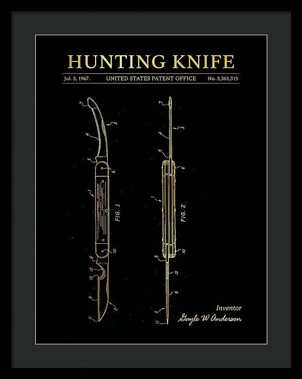 Hunting Knife Gold Patent Us3363315a