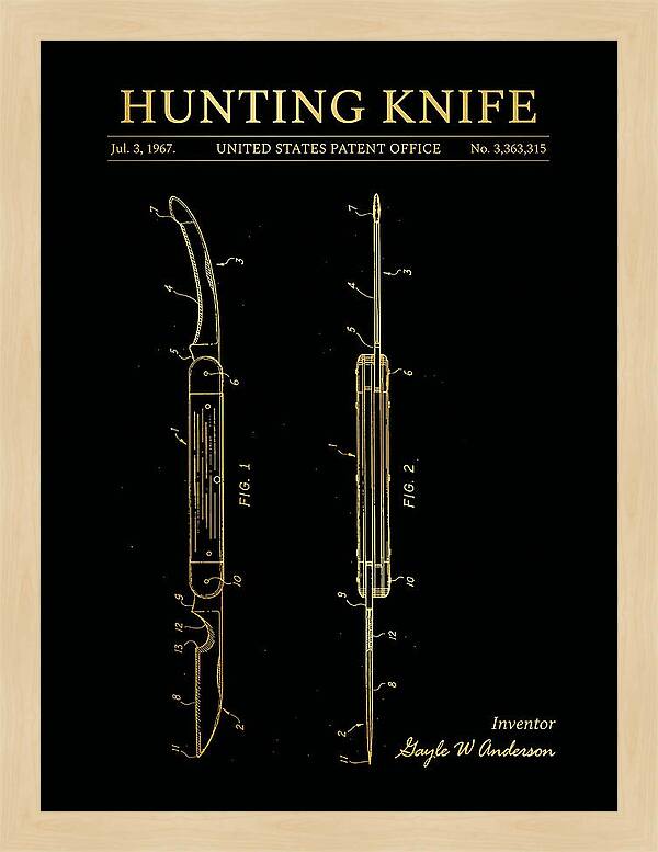 Hunting Knife Gold Patent Us3363315a