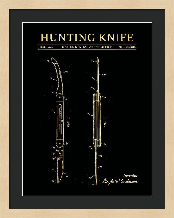 Hunting Knife Gold Patent Us3363315a