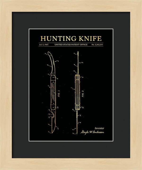 Hunting Knife Gold Patent Us3363315a