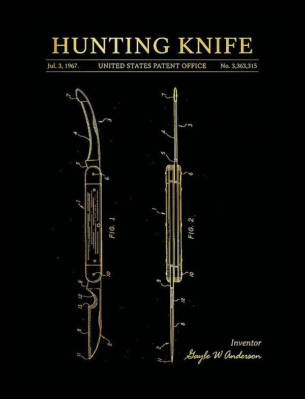 Hunting Knife Gold Patent Us3363315a