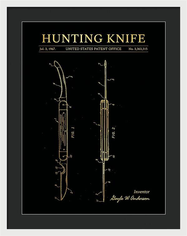 Hunting Knife Gold Patent Us3363315a