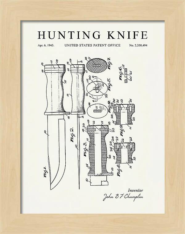 Hunting Knife Minimalist Patent Us2350494a