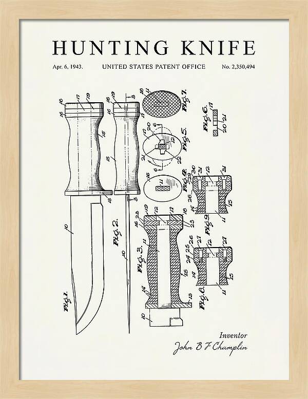 Hunting Knife Minimalist Patent Us2350494a