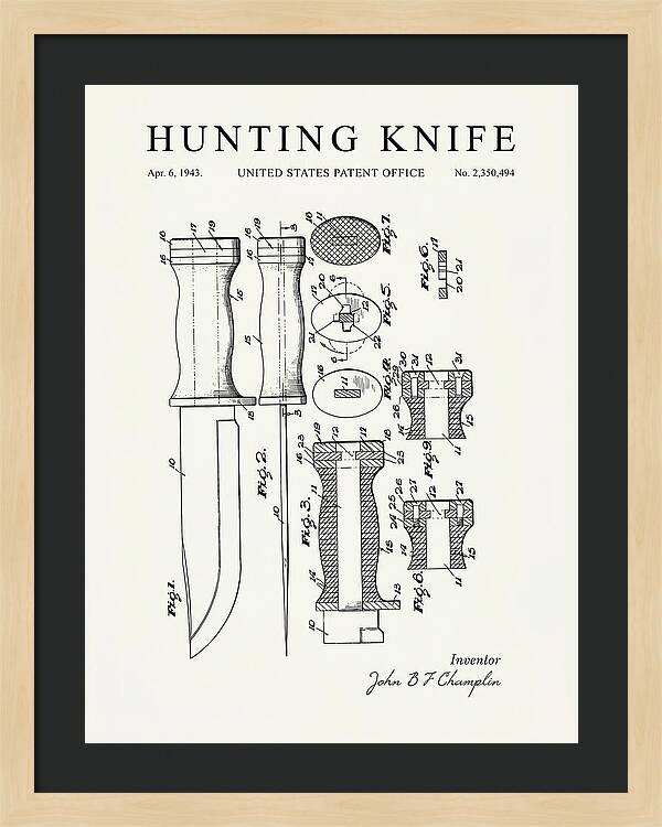 Hunting Knife Minimalist Patent Us2350494a