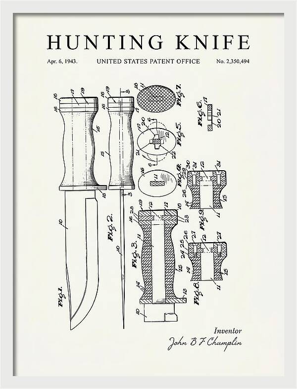 Hunting Knife Minimalist Patent Us2350494a