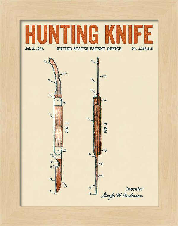 Hunting Knife Retro Patent Us3363315a