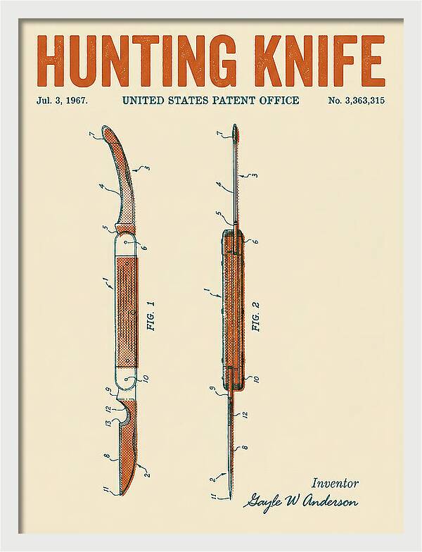 Hunting Knife Retro Patent Us3363315a