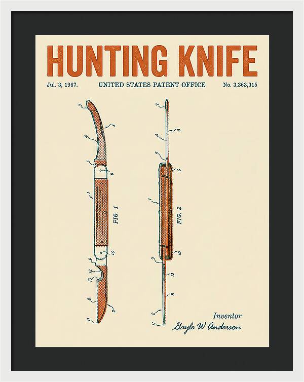 Hunting Knife Retro Patent Us3363315a