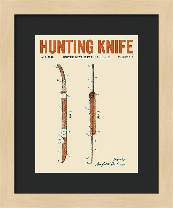 Hunting Knife Retro Patent Us3363315a