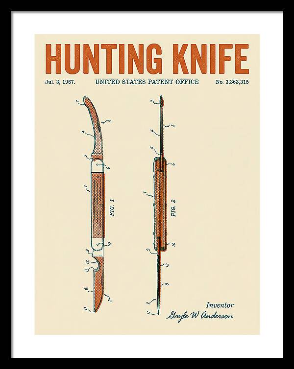 Hunting Knife Retro Patent Us3363315a