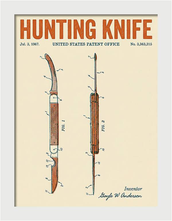 Hunting Knife Retro Patent Us3363315a