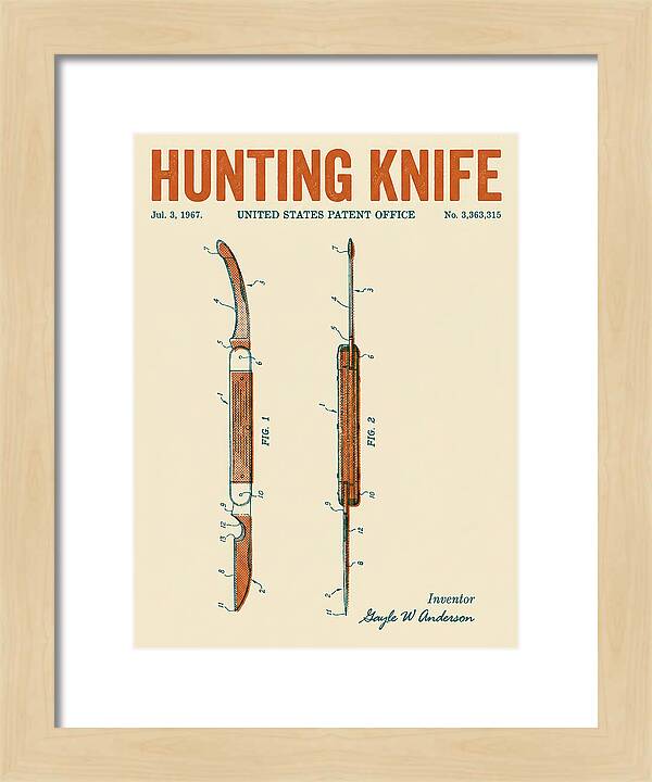 Hunting Knife Retro Patent Us3363315a