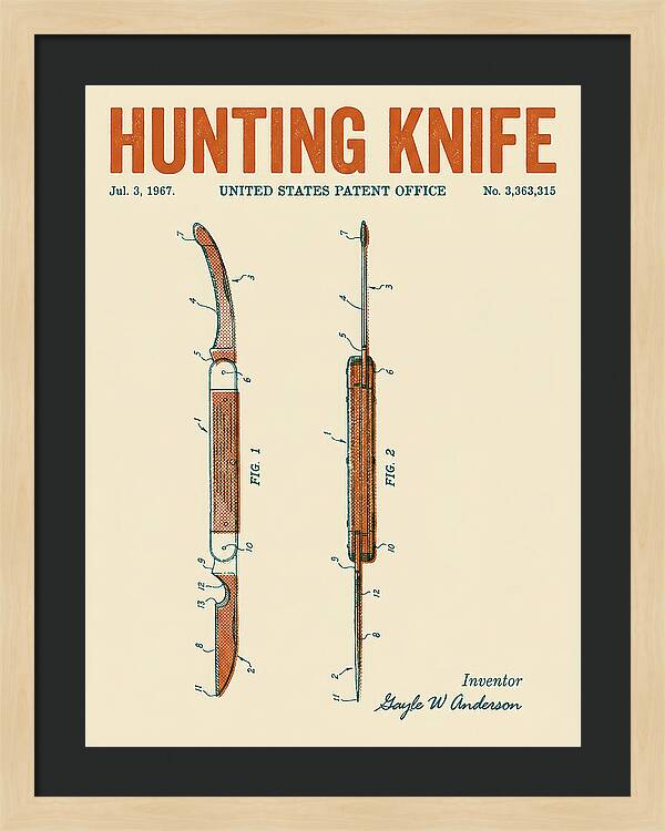 Hunting Knife Retro Patent Us3363315a