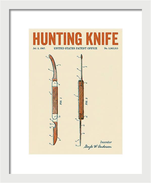 Hunting Knife Retro Patent Us3363315a