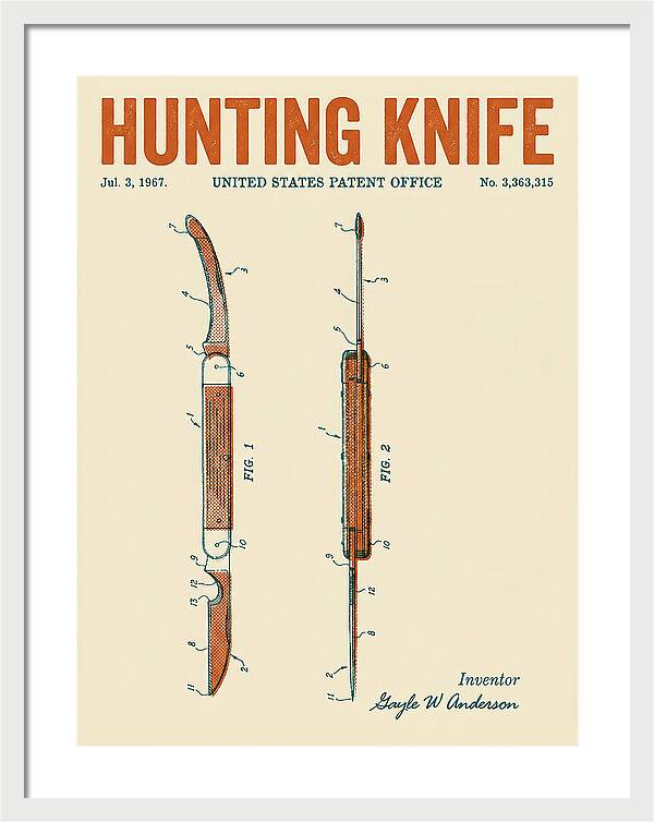 Hunting Knife Retro Patent Us3363315a