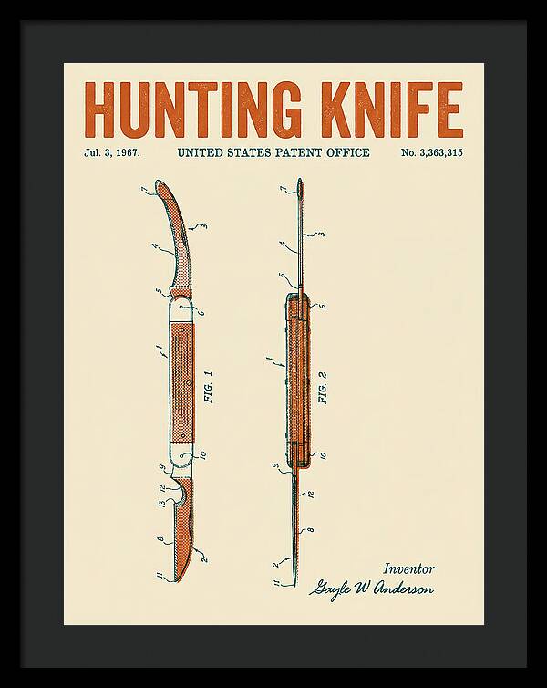 Hunting Knife Retro Patent Us3363315a