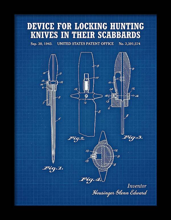 Hunting Knife Scabbard Lock Blueprint Patent Us2391574a