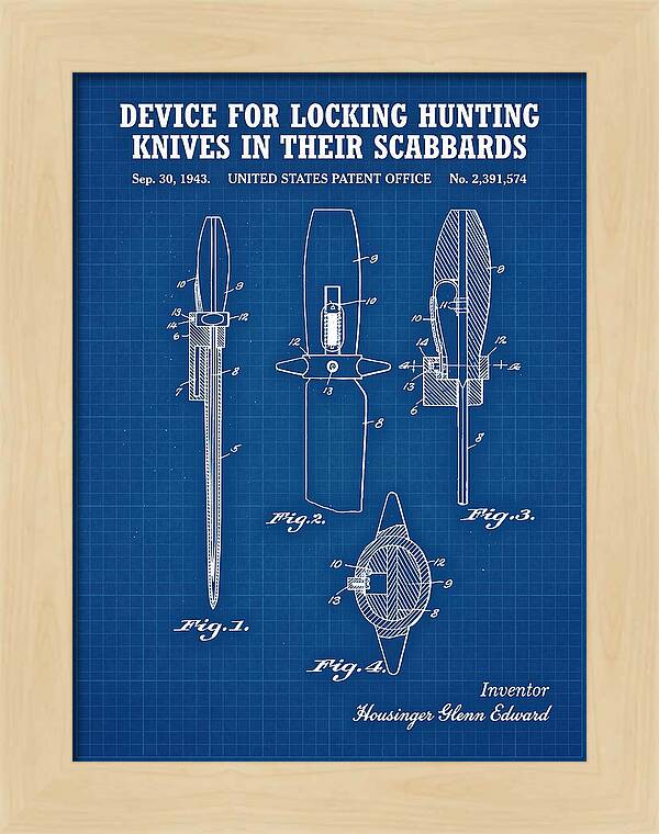 Hunting Knife Scabbard Lock Blueprint Patent Us2391574a