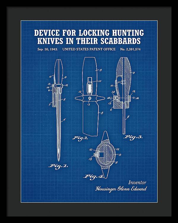 Hunting Knife Scabbard Lock Blueprint Patent Us2391574a