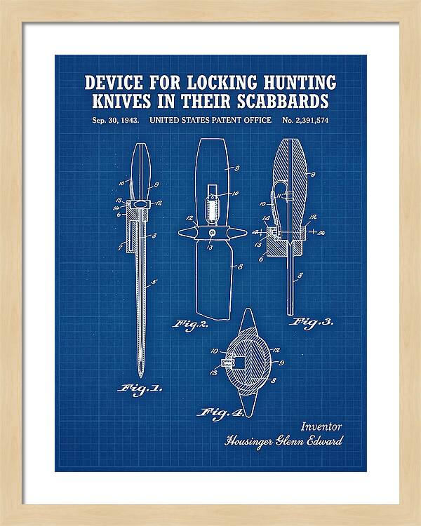 Hunting Knife Scabbard Lock Blueprint Patent Us2391574a