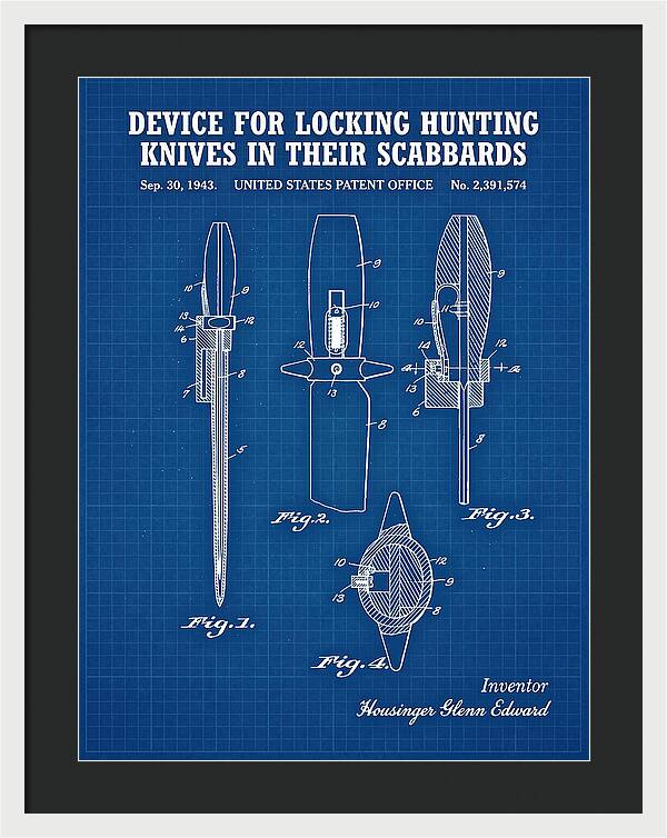 Hunting Knife Scabbard Lock Blueprint Patent Us2391574a