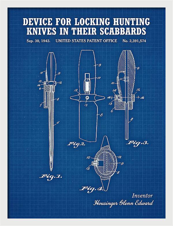 Hunting Knife Scabbard Lock Blueprint Patent Us2391574a