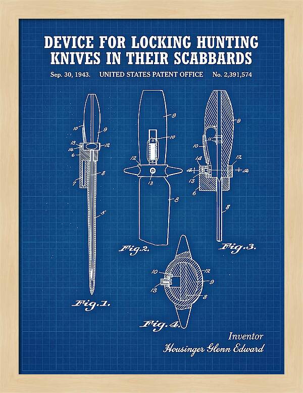 Hunting Knife Scabbard Lock Blueprint Patent Us2391574a
