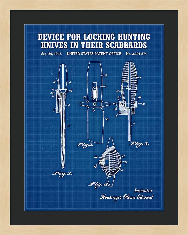 Hunting Knife Scabbard Lock Blueprint Patent Us2391574a