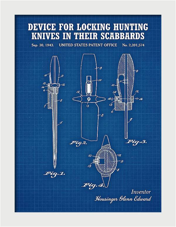 Hunting Knife Scabbard Lock Blueprint Patent Us2391574a