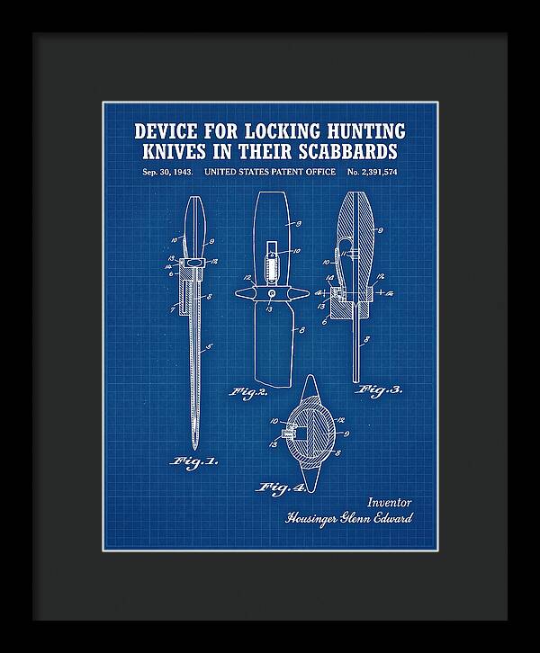 Hunting Knife Scabbard Lock Blueprint Patent Us2391574a