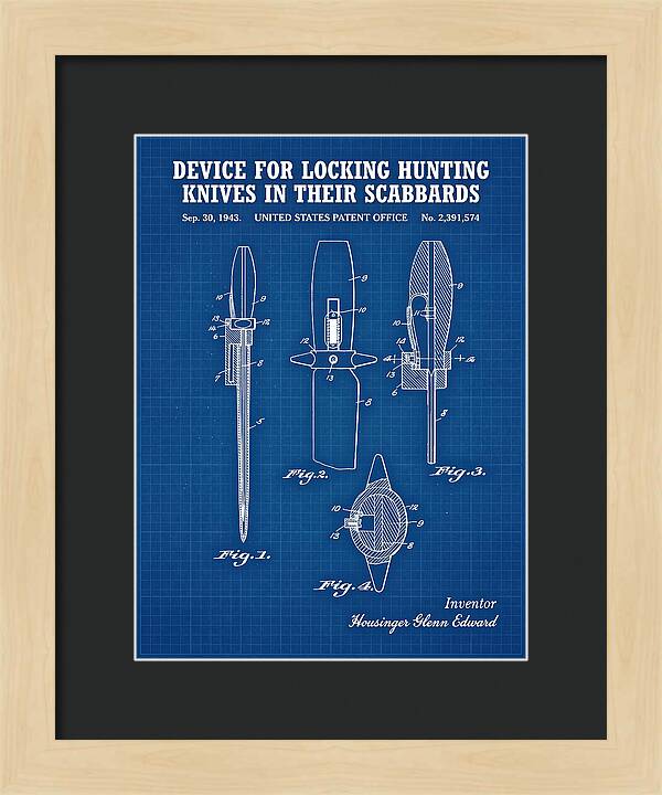 Hunting Knife Scabbard Lock Blueprint Patent Us2391574a