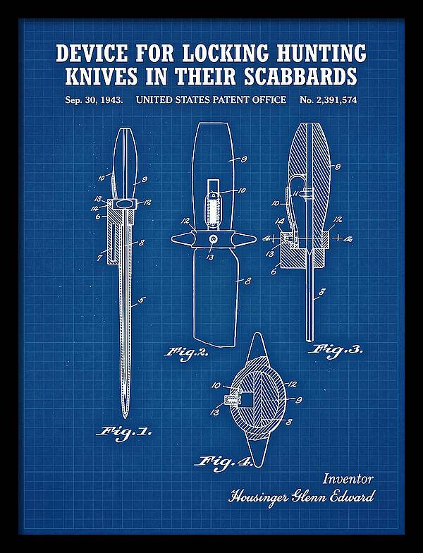 Hunting Knife Scabbard Lock Blueprint Patent Us2391574a