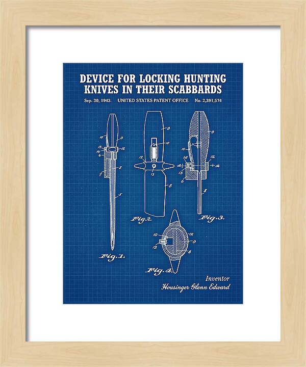 Hunting Knife Scabbard Lock Blueprint Patent Us2391574a