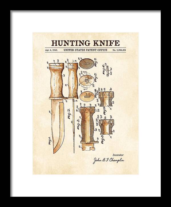 Hunting Knife Watercolor Patent Us2350494a
