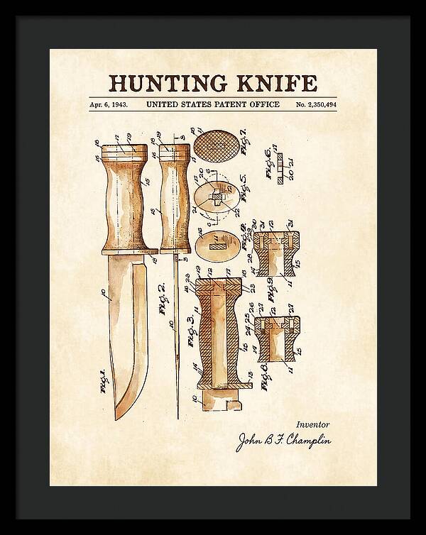 Hunting Knife Watercolor Patent Us2350494a