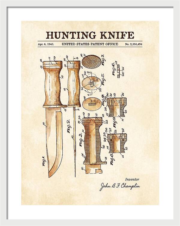 Hunting Knife Watercolor Patent Us2350494a