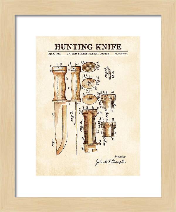 Hunting Knife Watercolor Patent Us2350494a