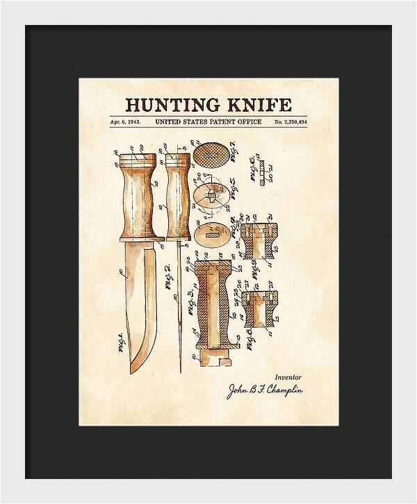 Hunting Knife Watercolor Patent Us2350494a