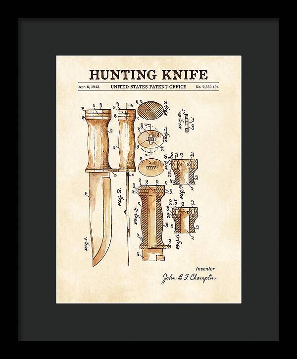 Hunting Knife Watercolor Patent Us2350494a