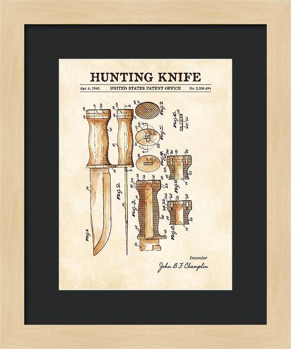 Hunting Knife Watercolor Patent Us2350494a