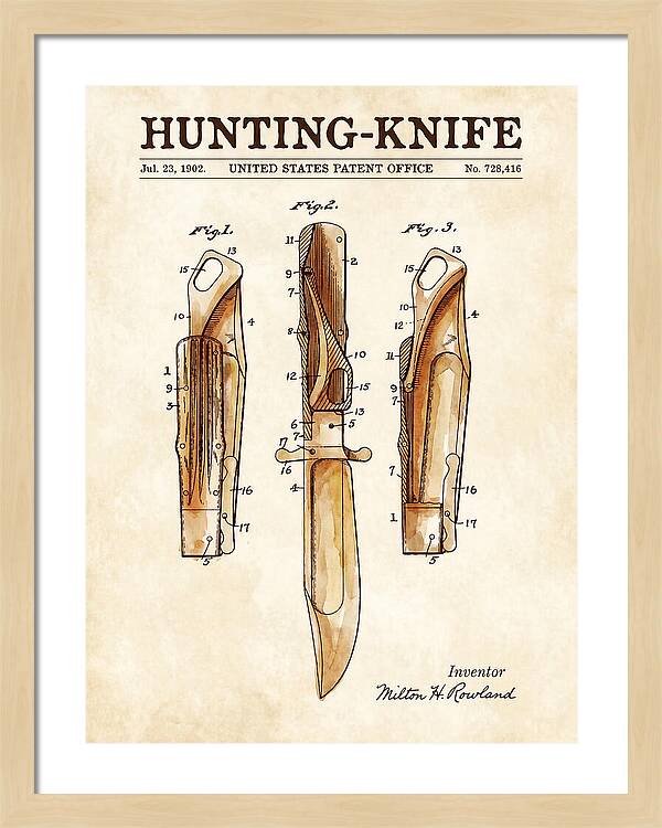 Hunting Knife Watercolor Patent Us728416a