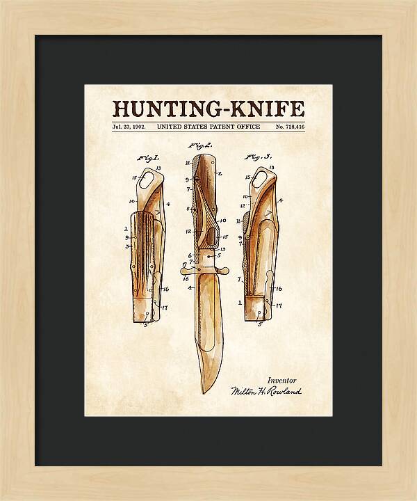 Hunting Knife Watercolor Patent Us728416a