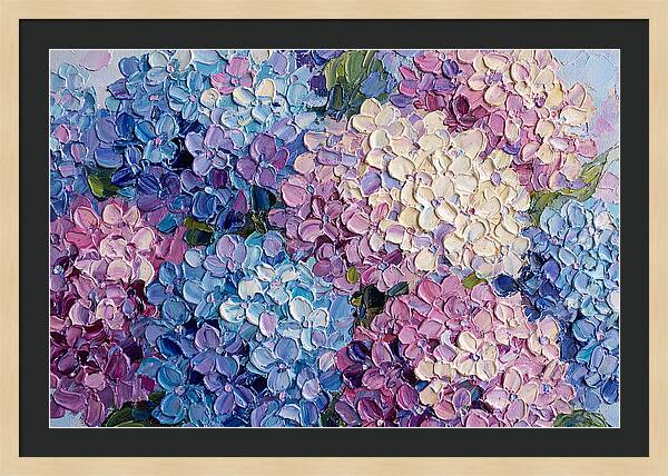Hydrangea Blooms In Palette Knife Style