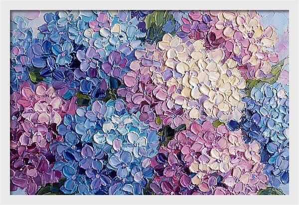 Hydrangea Blooms In Palette Knife Style