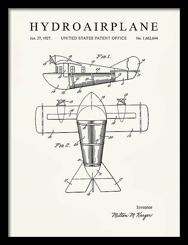 Hydroairplane Minimalist Patent Us1662644