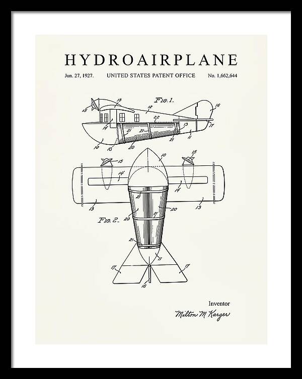 Hydroairplane Minimalist Patent Us1662644