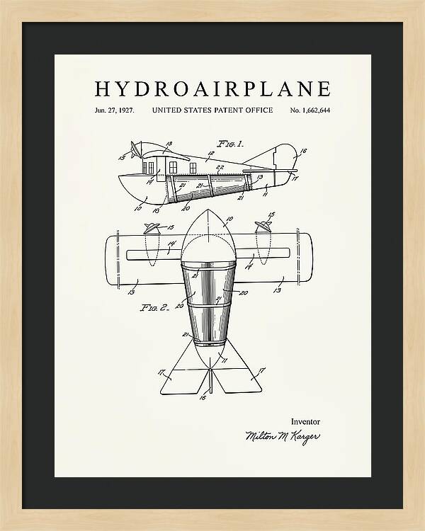 Hydroairplane Minimalist Patent Us1662644