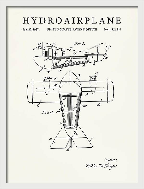 Hydroairplane Minimalist Patent Us1662644