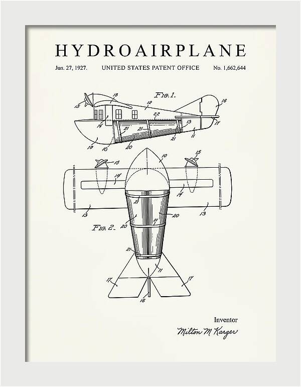 Hydroairplane Minimalist Patent Us1662644